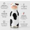 Leakproof Drinking Bottle for School 480ml Stainless Steel Cow Water Bottle for Kids | Cute 3D Animal Design Drinking Bottle for School, Travel & Daily Use