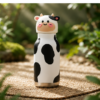 Stainless Steel bottle 480ml Stainless Steel Cow Water Bottle for Kids | Cute 3D Animal Design Drinking Bottle for School, Travel & Daily Use