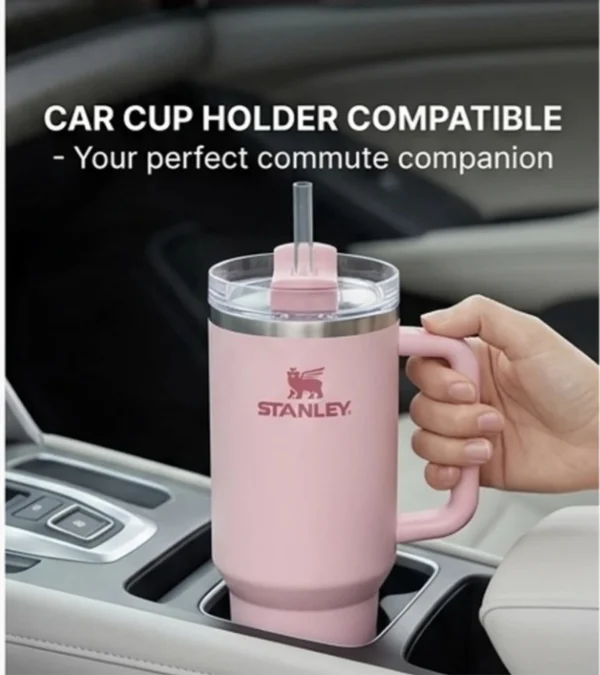 Stainless Steel Water Bottle with Handle & Straw | Reusable Insulated Tumbler | Large Capacity Travel & Car Cup