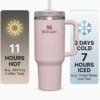 Stainless Steel Water Bottle with Handle & Straw | Reusable Insulated Tumbler | Large Capacity Travel & Car Cup